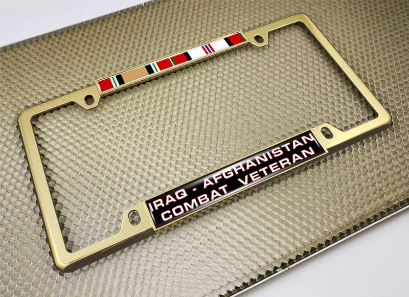 Iraq - Afghanistan Combat Veteran - Car Metal License Plate Frame
